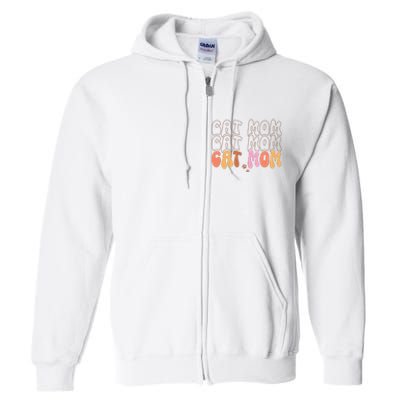 Cat Mom Retro Groovy Cats Adoption Mother's Day Full Zip Hoodie