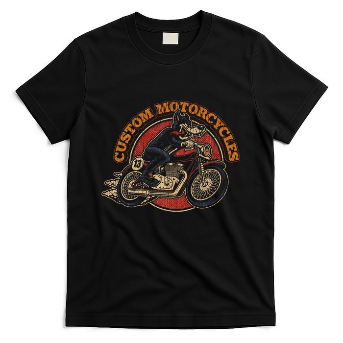 Custom Motorcycles Retro Biker Lowbrow Wolf Rockabilly 50s T-Shirt