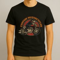 Custom Motorcycles Retro Biker Lowbrow Wolf Rockabilly 50s T-Shirt