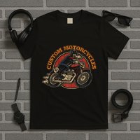 Custom Motorcycles Retro Biker Lowbrow Wolf Rockabilly 50s T-Shirt