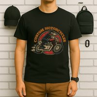 Custom Motorcycles Retro Biker Lowbrow Wolf Rockabilly 50s T-Shirt