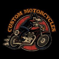 Custom Motorcycles Retro Biker Lowbrow Wolf Rockabilly 50s T-Shirt