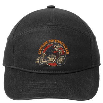 Custom Motorcycles Retro Biker Lowbrow Wolf Rockabilly 50s 7-Panel Snapback Hat