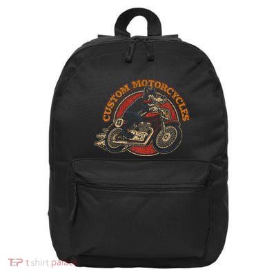 Custom Motorcycles Retro Biker Lowbrow Wolf Rockabilly 50s 16 in Basic Backpack
