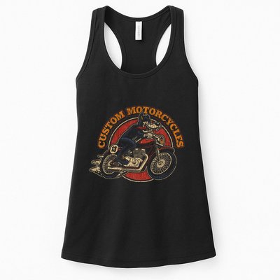 Custom Motorcycles Retro Biker Lowbrow Wolf Rockabilly 50s Womens Tank Top