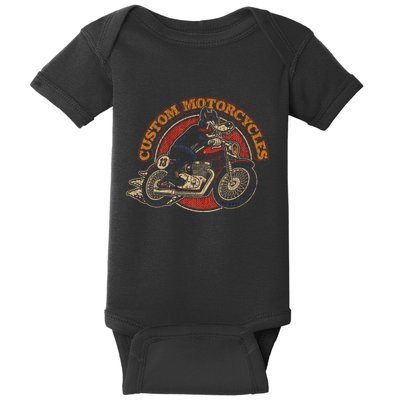 Custom Motorcycles Retro Biker Lowbrow Wolf Rockabilly 50s Baby Bodysuit