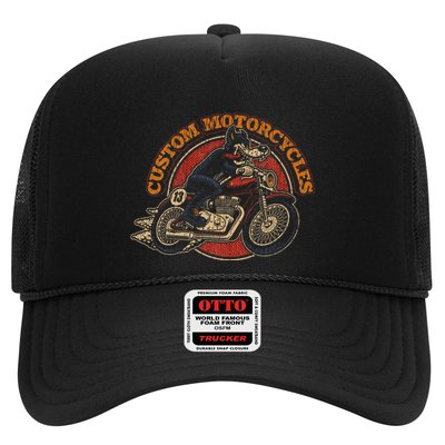 Custom Motorcycles Retro Biker Lowbrow Wolf Rockabilly 50s Trucker Hat