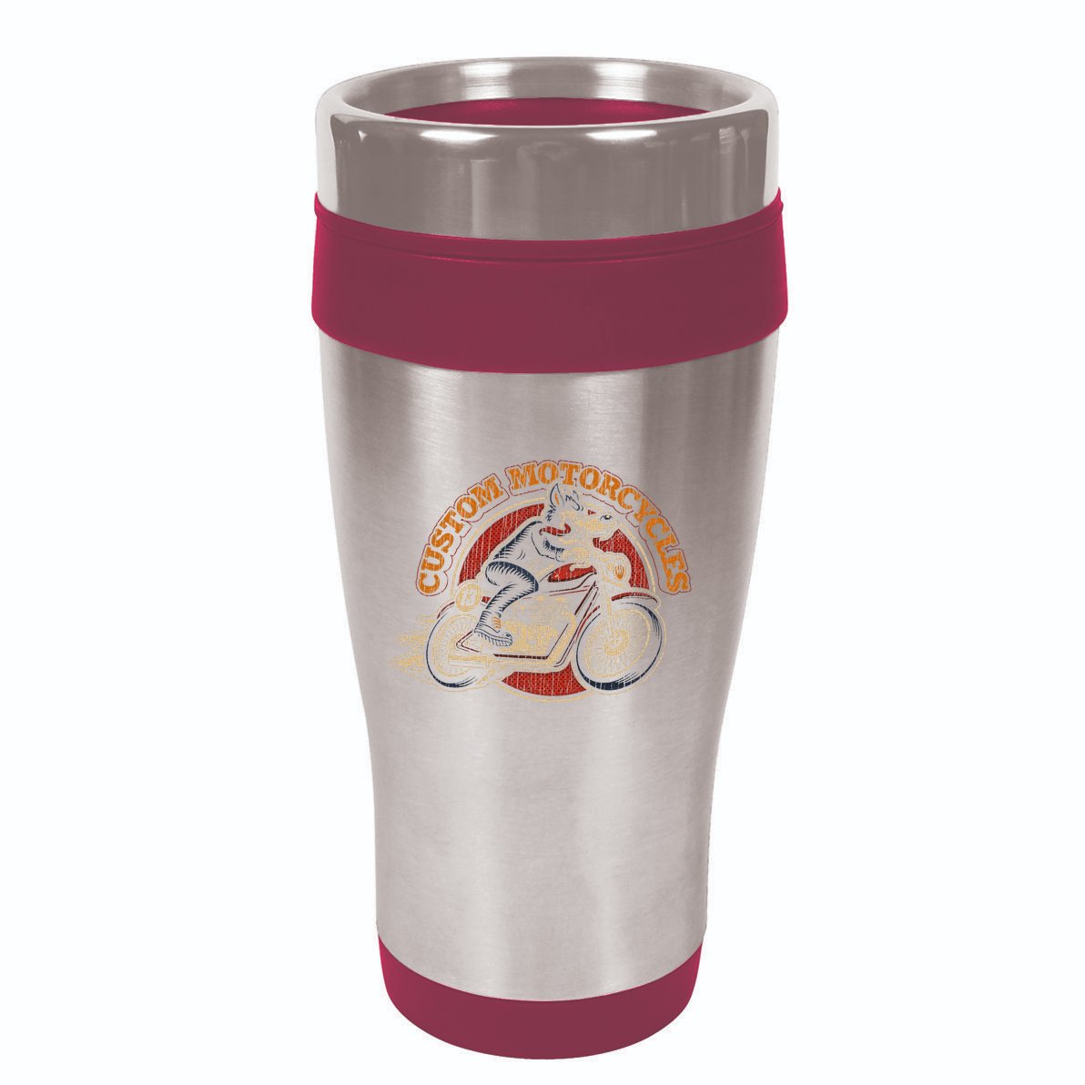Custom Motorcycles Retro Biker Lowbrow Wolf Rockabilly 50s 16oz Travel Tumbler
