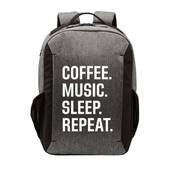 Coffee. Music. Sleep. Repeat. Vector Backpack