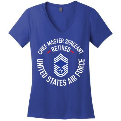 Chief Master Sergeant Retired Air Force Retirement Funny Gift Women's V-Neck T-Shirt
