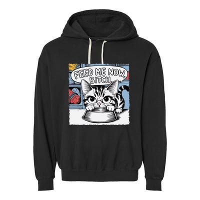 Cat Meme Sarcasm Cussing Cartoon Cat Pun Funny Inappropriate Garment-Dyed Fleece Hoodie