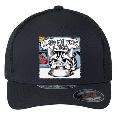 Cat Meme Sarcasm Cussing Cartoon Cat Pun Funny Inappropriate Flexfit Unipanel Trucker Cap
