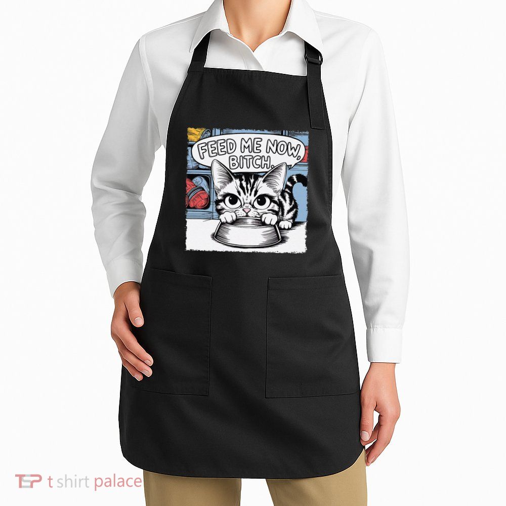 Cat Meme Sarcasm Cussing Cartoon Cat Pun Funny Inappropriate Apron