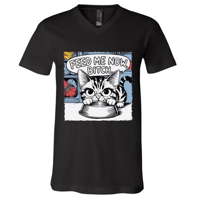Cat Meme Sarcasm Cussing Cartoon Cat Pun Funny Inappropriate V-Neck T-Shirt