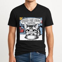 Cat Meme Sarcasm Cussing Cartoon Cat Pun Funny Inappropriate V-Neck T-Shirt