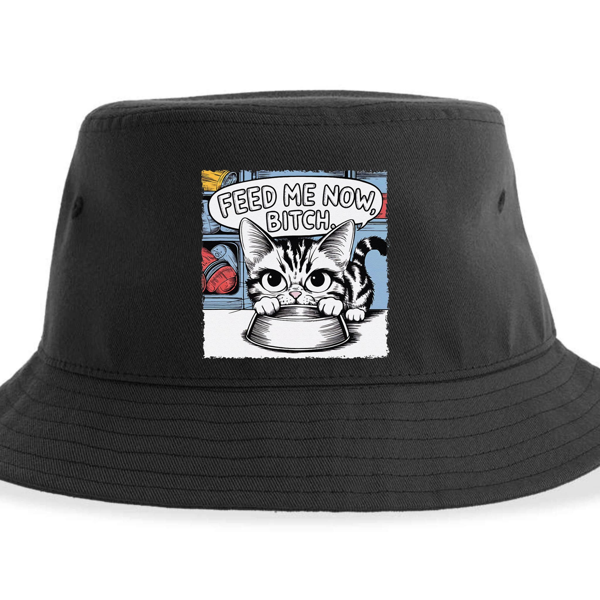 Cat Meme Sarcasm Cussing Cartoon Cat Pun Funny Inappropriate Sustainable Bucket Hat