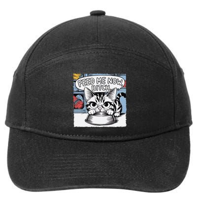 Cat Meme Sarcasm Cussing Cartoon Cat Pun Funny Inappropriate 7-Panel Snapback Hat
