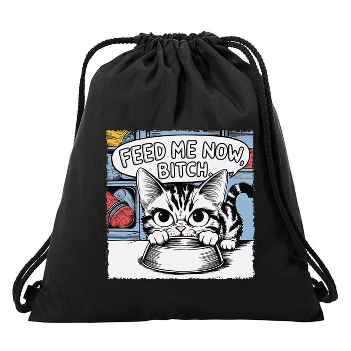 Cat Meme Sarcasm Cussing Cartoon Cat Pun Funny Inappropriate Drawstring Bag