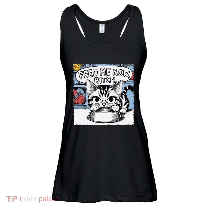 Cat Meme Sarcasm Cussing Cartoon Cat Pun Funny Inappropriate Ladies Essential Flowy Tank
