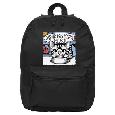 Cat Meme Sarcasm Cussing Cartoon Cat Pun Funny Inappropriate 16 in Basic Backpack
