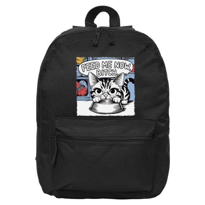 Cat Meme Sarcasm Cussing Cartoon Cat Pun Funny Inappropriate 16 in Basic Backpack