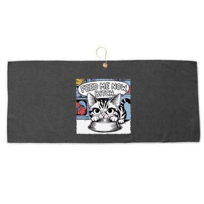 Cat Meme Sarcasm Cussing Cartoon Cat Pun Funny Inappropriate Large Microfiber Waffle Golf Towel