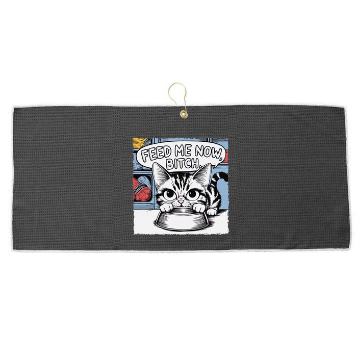 Cat Meme Sarcasm Cussing Cartoon Cat Pun Funny Inappropriate Large Microfiber Waffle Golf Towel
