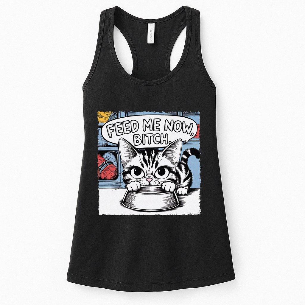 Cat Meme Sarcasm Cussing Cartoon Cat Pun Funny Inappropriate Womens Tank Top