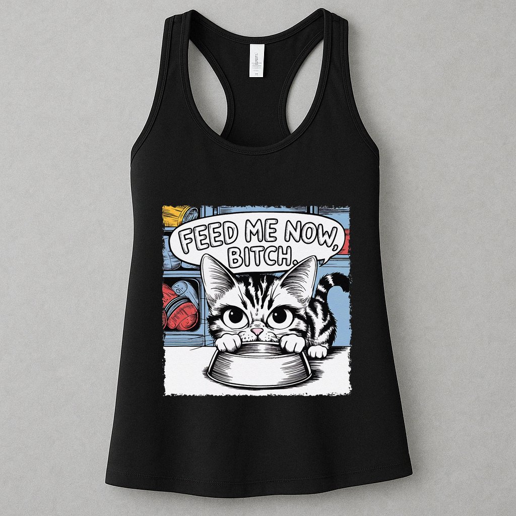 Cat Meme Sarcasm Cussing Cartoon Cat Pun Funny Inappropriate Womens Tank Top
