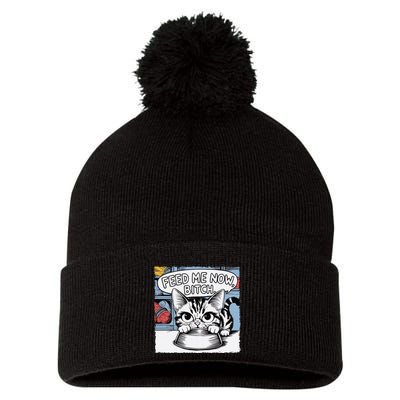 Cat Meme Sarcasm Cussing Cartoon Cat Pun Funny Inappropriate Pom Pom 12in Knit Beanie
