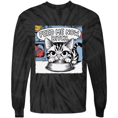 Cat Meme Sarcasm Cussing Cartoon Cat Pun Funny Inappropriate Tie-Dye Long Sleeve Shirt