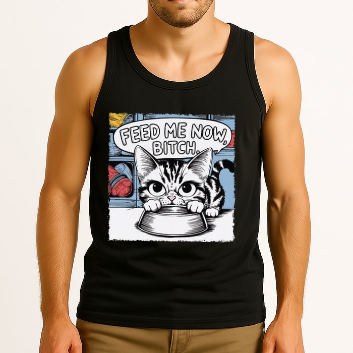 Cat Meme Sarcasm Cussing Cartoon Cat Pun Funny Inappropriate Tank Top