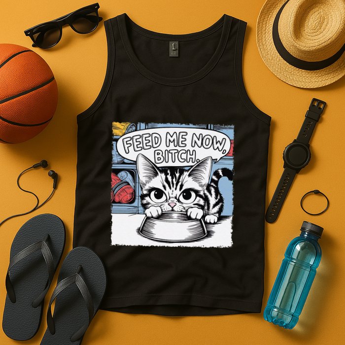 Cat Meme Sarcasm Cussing Cartoon Cat Pun Funny Inappropriate Tank Top