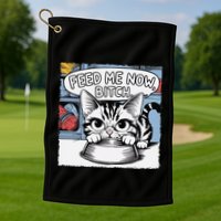 Cat Meme Sarcasm Cussing Cartoon Cat Pun Funny Inappropriate Golf Towel