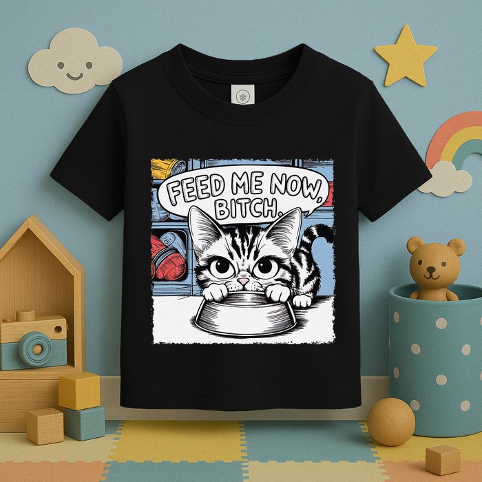 Cat Meme Sarcasm Cussing Cartoon Cat Pun Funny Inappropriate Toddler T-Shirt