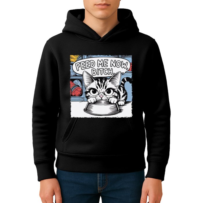 Cat Meme Sarcasm Cussing Cartoon Cat Pun Funny Inappropriate Kids Hoodie