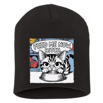 Cat Meme Sarcasm Cussing Cartoon Cat Pun Funny Inappropriate Short Acrylic Beanie