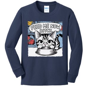 Cat Meme Sarcasm Cussing Cartoon Cat Pun Funny Inappropriate Kids Long Sleeve Shirt