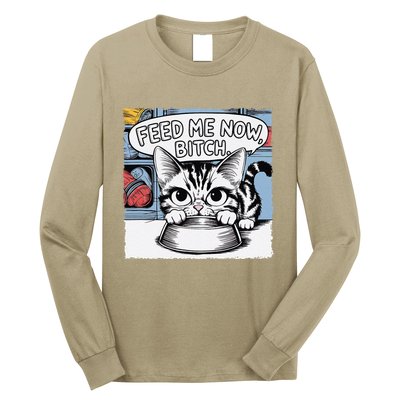 Cat Meme Sarcasm Cussing Cartoon Cat Pun Funny Inappropriate Long Sleeve Shirt