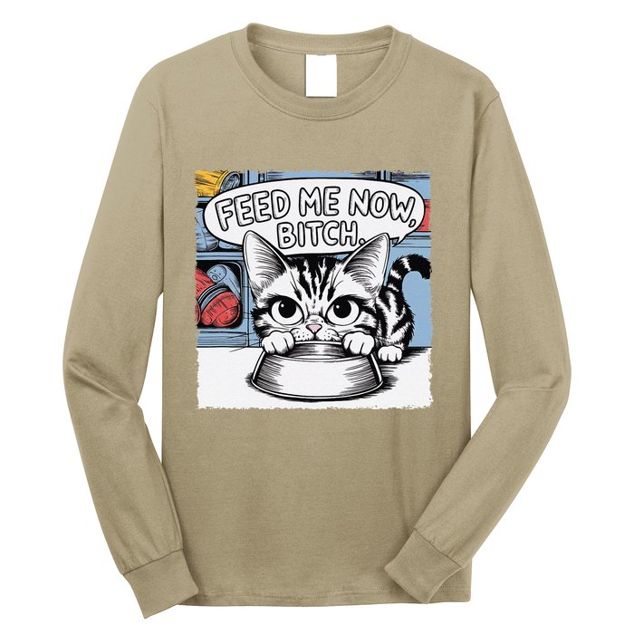 Cat Meme Sarcasm Cussing Cartoon Cat Pun Funny Inappropriate Long Sleeve Shirt