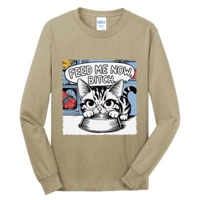 Cat Meme Sarcasm Cussing Cartoon Cat Pun Funny Inappropriate Tall Long Sleeve T-Shirt