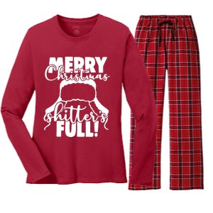 Christmas Movie Shitters Full Funny Women's Long Sleeve Flannel Pajama Set 