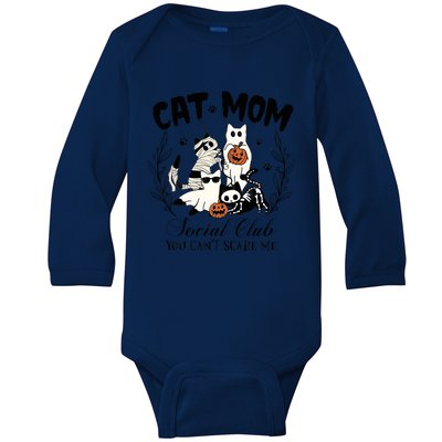 Cat Mom Social Club You Cant Scare Me Baby Long Sleeve Bodysuit