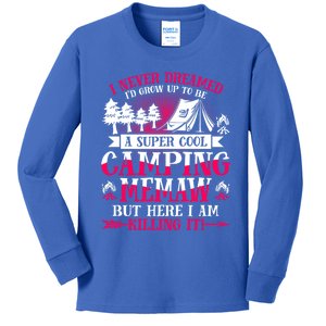 Camping Memaw Supper Cool Memaw Summer Holiday Funny Gift Kids Long Sleeve Shirt