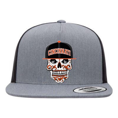 Cincinnati Mexican Sugar Skull Cincinnati City Ohio Flat Bill Trucker Hat