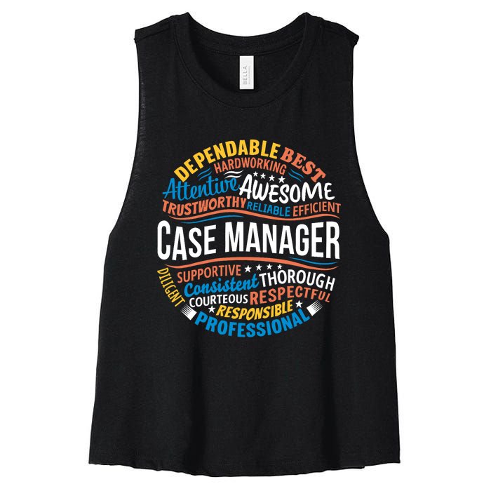 Case Manager Shirts Funny Week Appreciation Gift Women's Racerback Cropped Tank