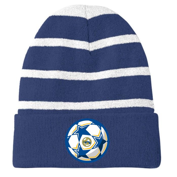 Cool Madrid Soccer Ball Striped Beanie with Solid Band