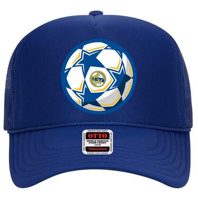 Cool Madrid Soccer Ball High Crown Mesh Back Trucker Hat