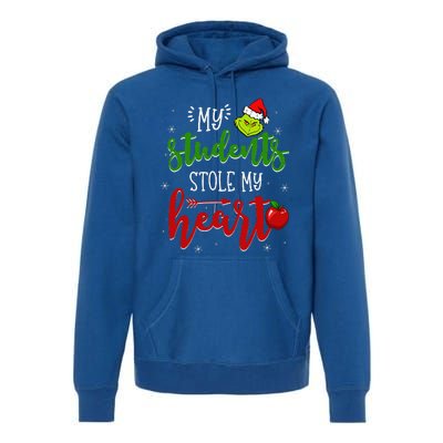 Christmas My Students Stole My Heart Teacher Xmas Pajama Premium Hoodie