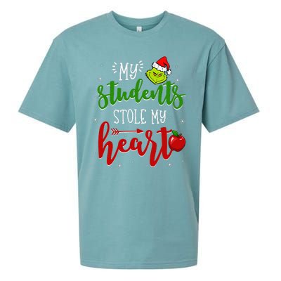 Christmas My Students Stole My Heart Teacher Xmas Pajama Sueded Cloud Jersey T-Shirt